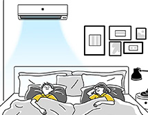 眠りの質を追及したおやすみAI｜睡眠中の気温や湿度の気象情報をもとにクラウドAIが自動で温度を調整。快適な睡眠を実現します