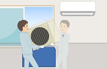 腰窓から室外機を搬入する場合｜2階エアコン取り付けで良くある追加工事費