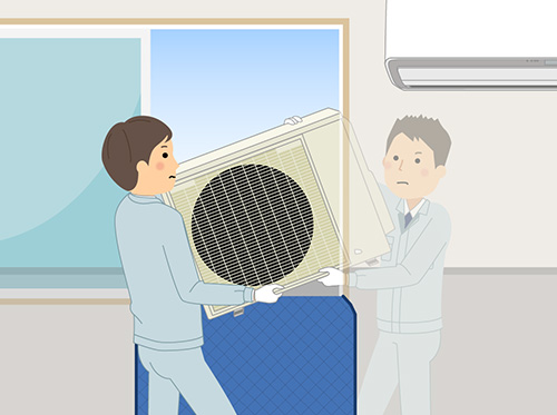 腰窓から室外機を搬入する場合｜2階エアコン取り付けで良くある追加工事費