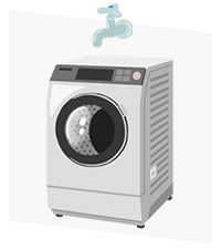 蛇口が洗濯機の真上にある場合はスパウト可動タイプが適合｜洗濯機水栓の種類と選び方