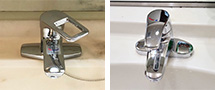 洗面台の天板に取り付けられた2つ穴のツーホール混合栓事例｜洗面台蛇口の設置タイプと種類について