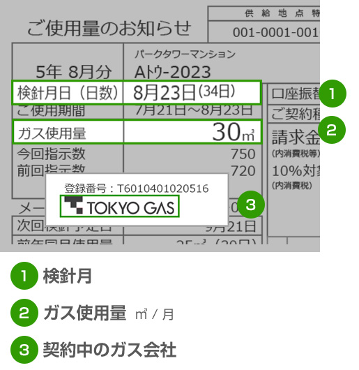 検針票で確認するポイント｜エコジョーズ給湯器のガス料金シミュレーション