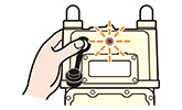 復帰ボタンを長押しする（ガスメーターの復旧方法）｜アパートの給湯器交換