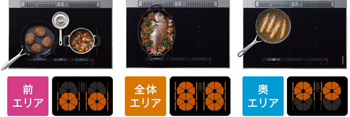 加熱エリアを選べる匠加熱IH｜パナソニックIHクッキングヒーターの特長・Sシリーズ