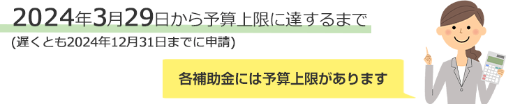 申請期間は2024年3月31日から予算上限に達するまで