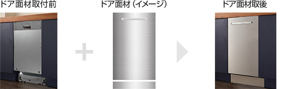 BOSCH,食洗機,45cm,フルドア面材取付前,SPV6ZMX016ドア取付イメージ図