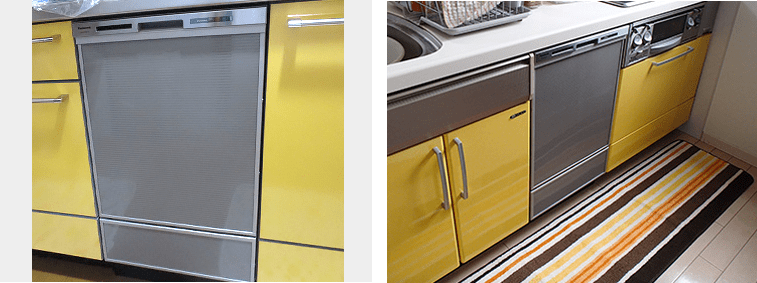 キッチン扉「クリーム色・イエロー」の食洗機施工事例⑥