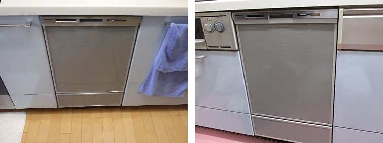 キッチン扉「ブルー」の食洗機施工事例①