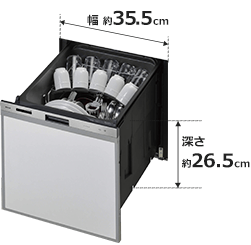 リンナイ（Rinnai）ビルトイン食洗機ミドルタイプのサイズ｜リンナイ食洗機