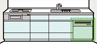 既設タカラスタンダードのビルトインタイプ食洗機（横幅60cm）がシンク下に取付されている場合