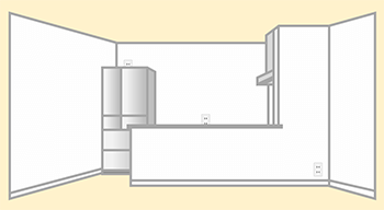 入居後で冷蔵庫がある状態｜カップボード・キッチンボードの設置