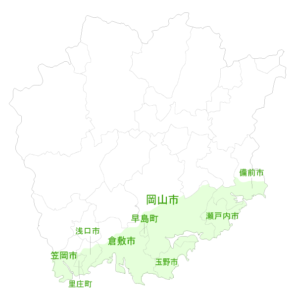 岡山県のルームエアコン取り付け対応エリア