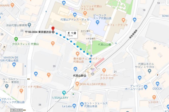 代官山駅からのマップ